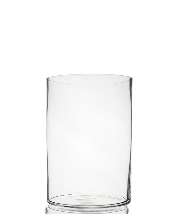 Cylinder Clear Glass Vase 7"H