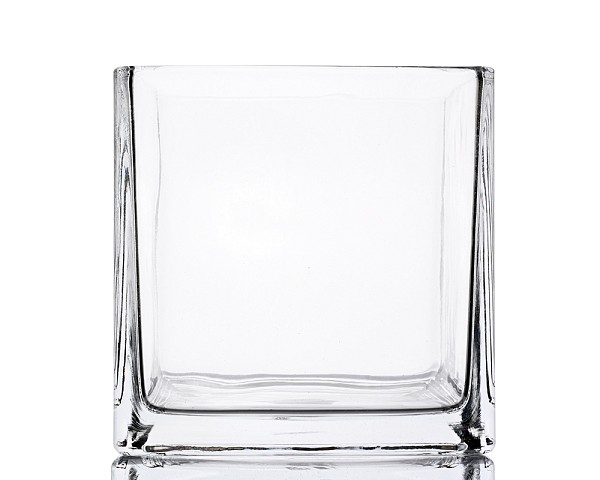 Square Clear Glass Vase 6"H