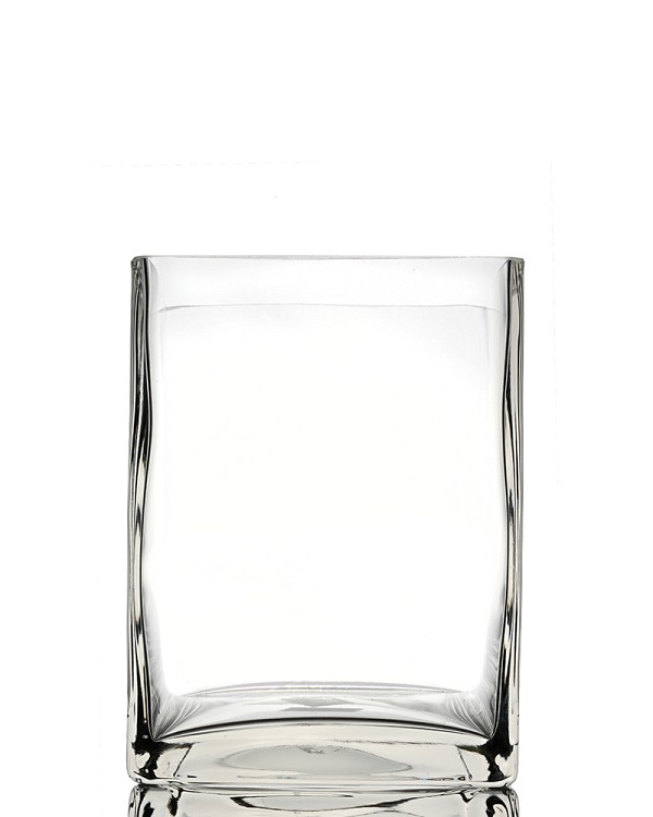 Square Clear Glass Vase 8"H