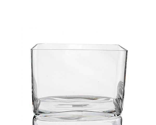 Rectangular Clear Glass Vase 7"H