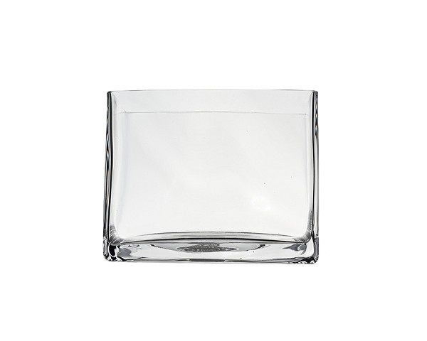 Rectangular Clear Glass Vase 5.5"H