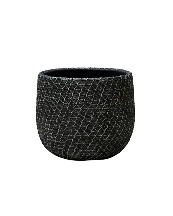 Mesh Texture Black Cement Container 7" Diameter