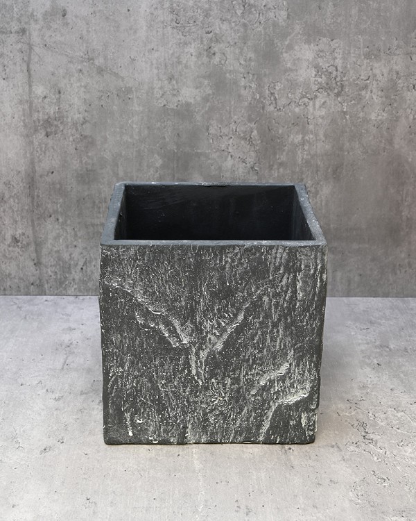 Slate Square Cement Container Dark Grey 7"