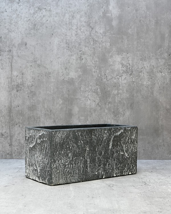 Rectangular Slate Cement Container Dark Grey 4.5" 9"