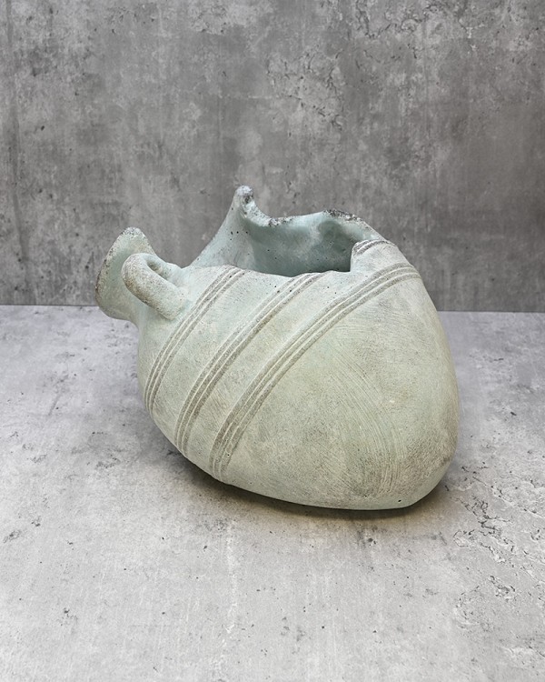 Tipped Urn Concrete Planter Green Wash 6"