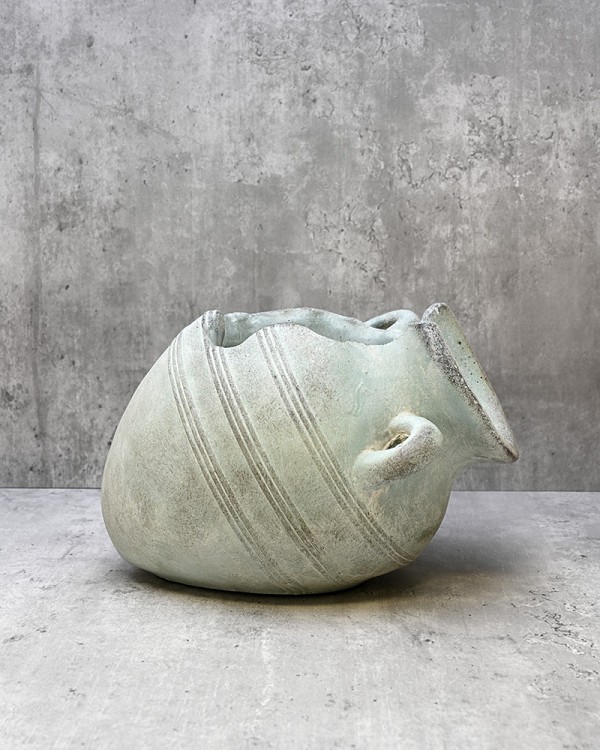 Tipped Urn Concrete Planter Green Wash 6"