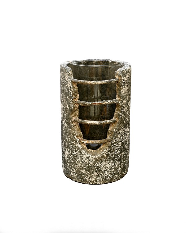 Medium Grid Cylinder Cement Container Grey 8.5"