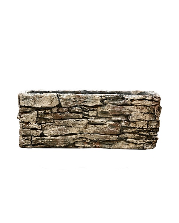 Medium Rectangular Stack Stone Cement Planter 5" x 10" Grey