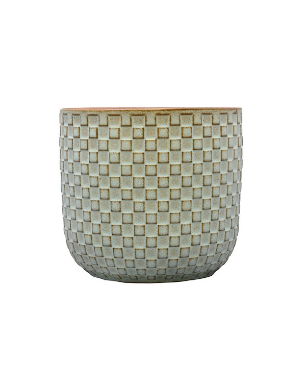 Small Green Check Textured Planter 4" - Opal