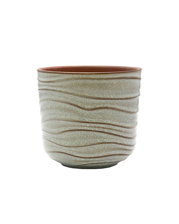 Small Green Wave Textured Planter 4"