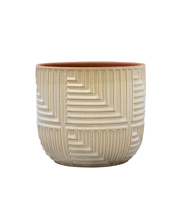 Small White Check Textured Planter 4"