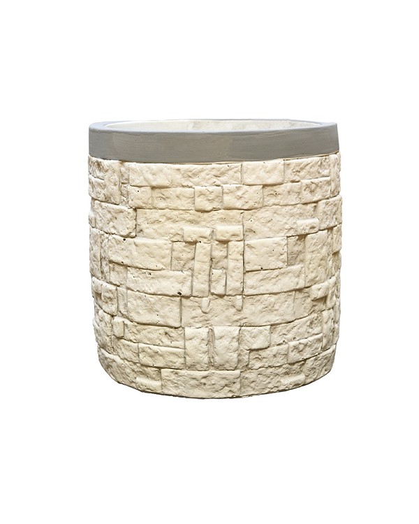 Round Brick Well Cement Container Grey 6"