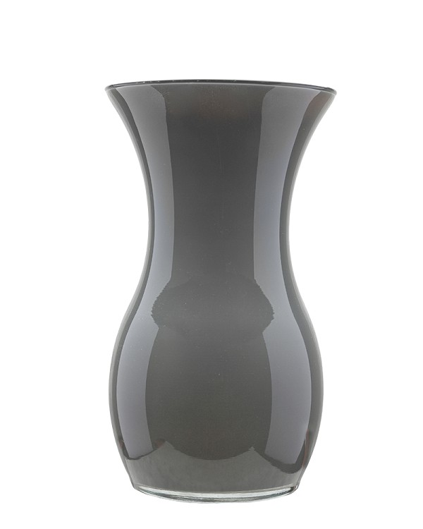 Dark Grey Glass Vase 10"H
