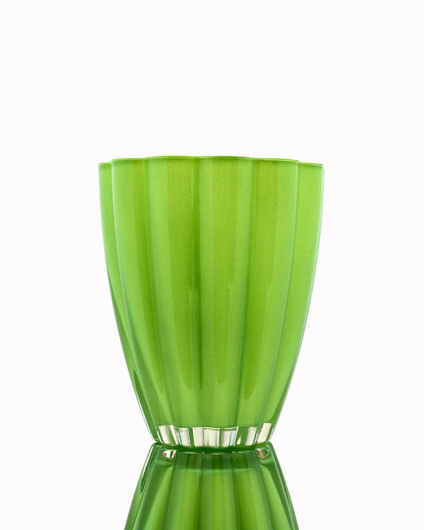 Lime Green Glass Vase 6.75" x 5.5"