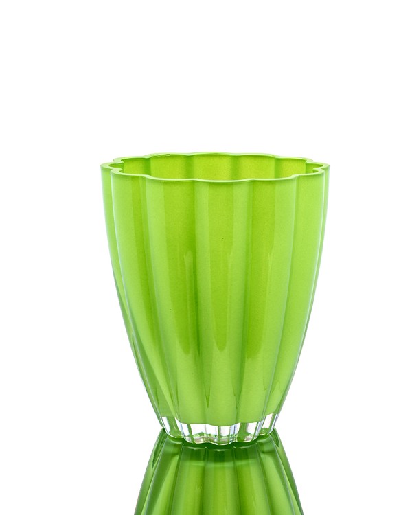 Lime Green Glass Vase 6.75"H
