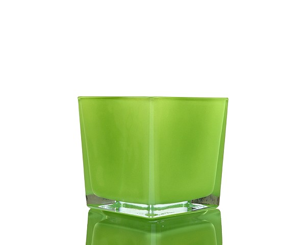Lime Green Square Glass Vase 