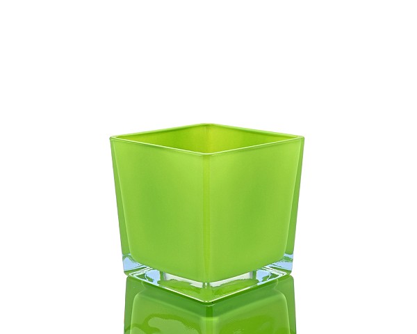 Lime Green Square Glass Vase 