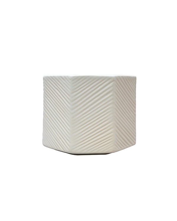 Hexagon Ceramic White Container 5.5" x 4"
