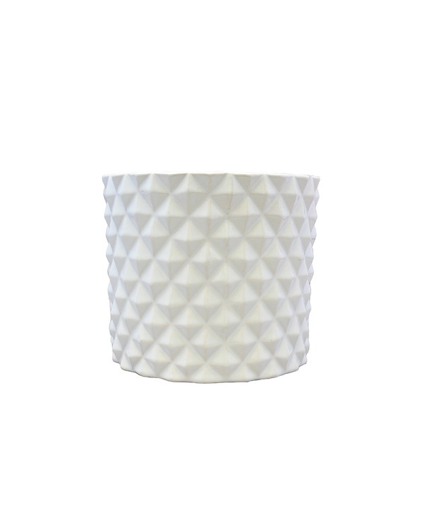 Ceramic Diamond Embossed White Container 5" x 4.5"