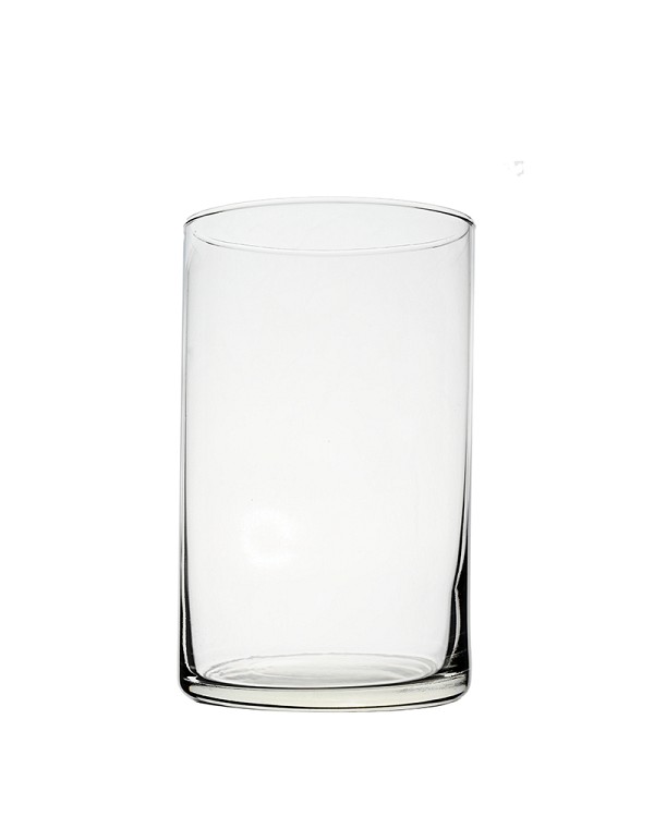 Cylinder Clear Glass Vase 8"H 
