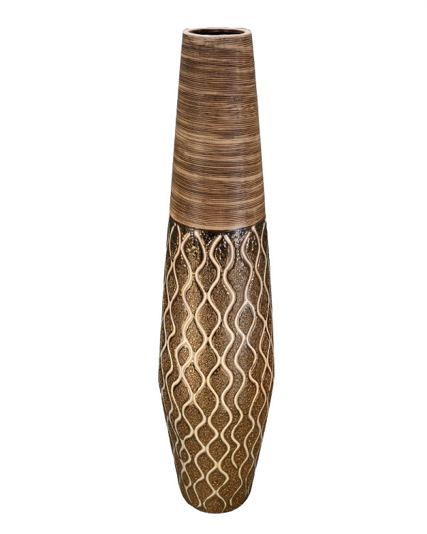 Deco Ceramic Brown/Gold Vase 16"