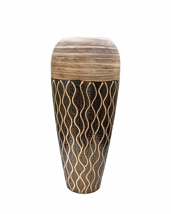 Deco Ceramic Brown/Gold Vase 16.5"