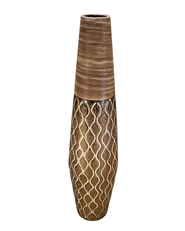 Deco Ceramic Brown/Gold Vase 24.5"