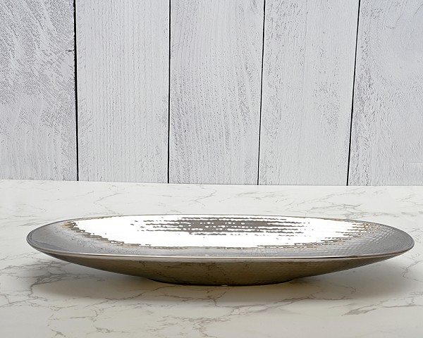 Hammered Ceramic 12" Long Platter Aluminium Finish