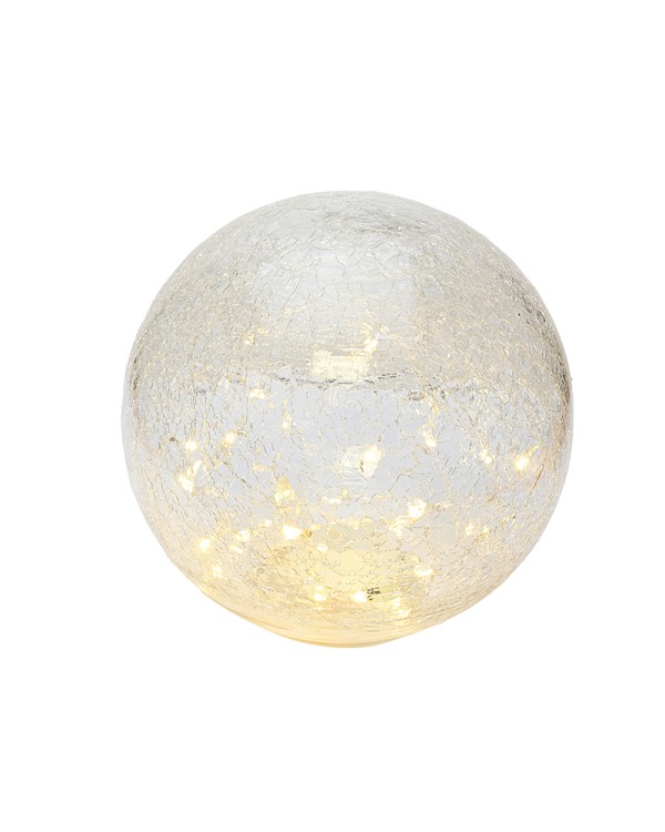 LED Crackle Glass Sphere Decor Light  8" Diameter