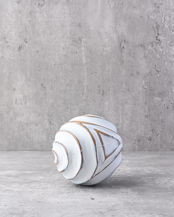 White Wash Patterned Decorative Ball 4"D