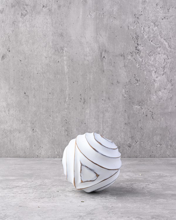 White Wash Patterned Decorative Ball 3.25"D