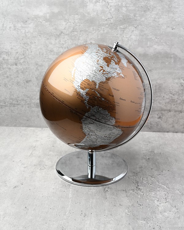 World Globe Gold Finish  9.5" Diameter x 12"