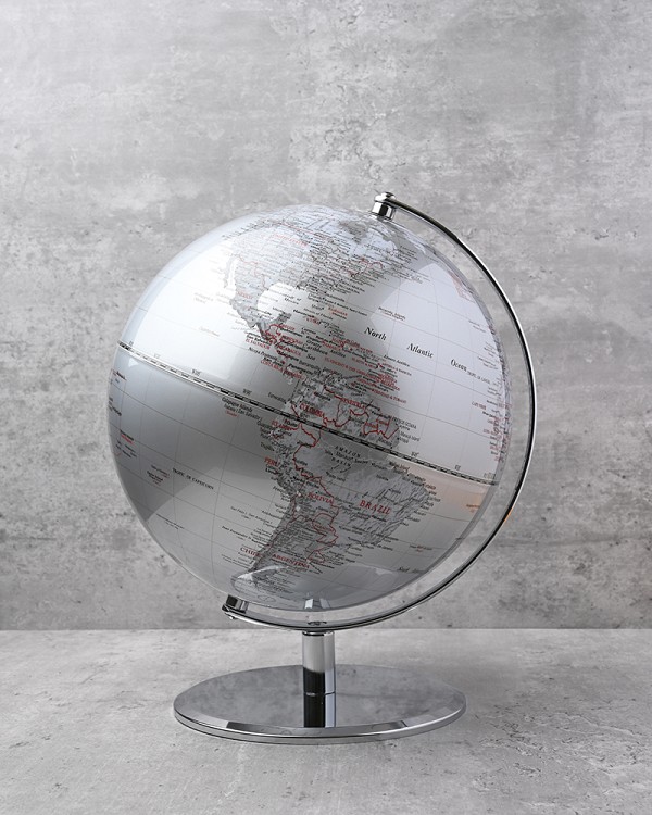 World Globe - Silver 12"H