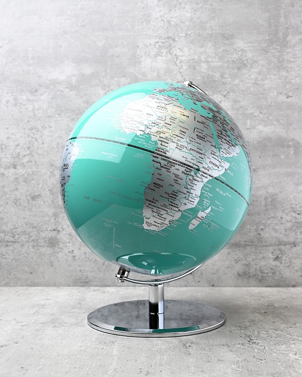 World Globe - Turquoise 12"H