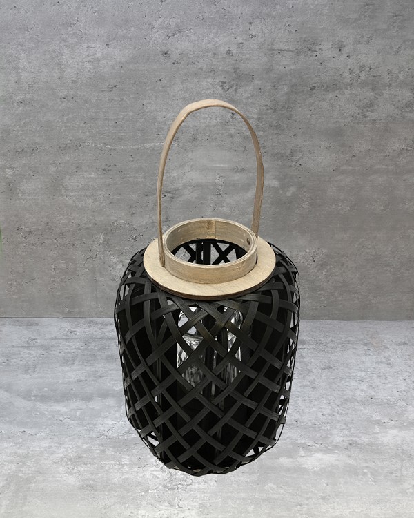 Small Bamboo Black Lantern 11" x 11" x 14"