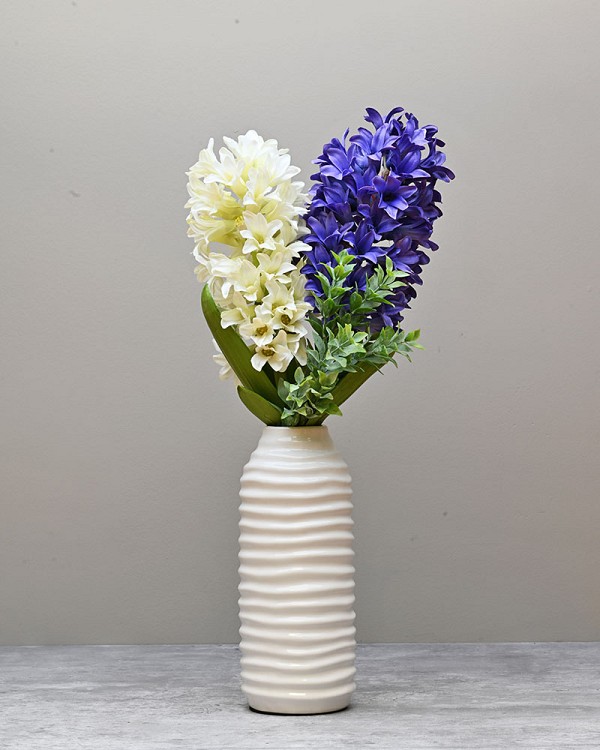 Hive White Ceramic Vase 8"