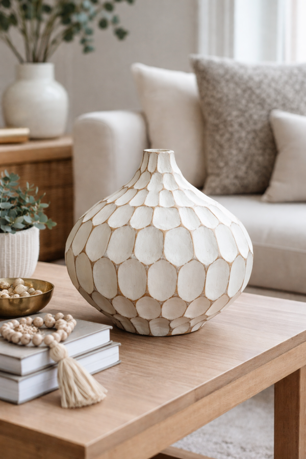 Elegant vase on wooden table