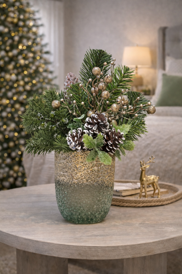 Festive holiday arrangement with reindeer