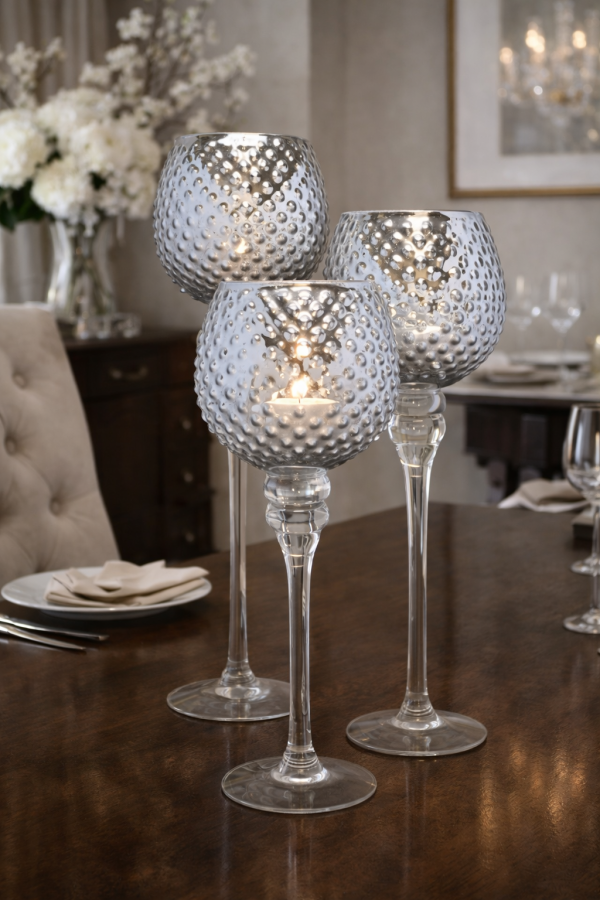 Elegant candlelight on a dining table