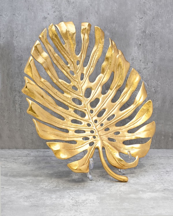 Nickel-Plated-Monstera-Leaf-Wall-Platter-19'-Long-3