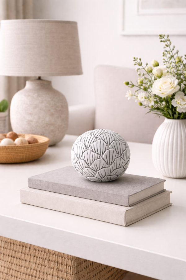 Decorative sphere on a console table
