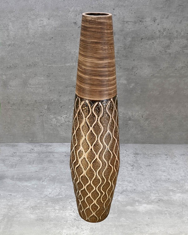 CT-9520-BRG-245:2Deco Ceramic Brown/Gold Vase 24.5"