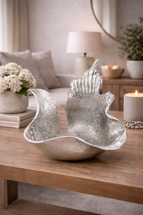 Elegant silver bowl and delicate decor