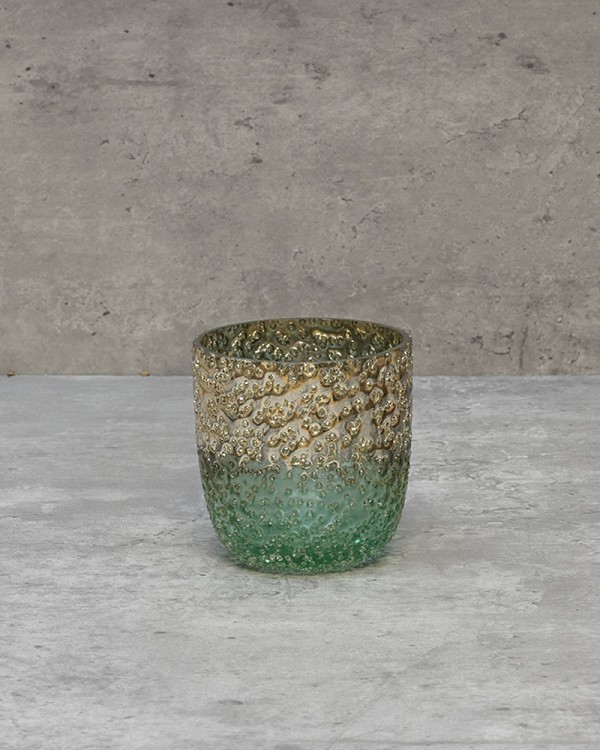 Textured Green Textured Green Metallic Lustre Glass 3"H