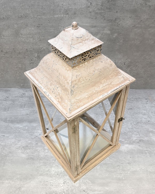 Metal Lantern Taupe 28.5" x 12"