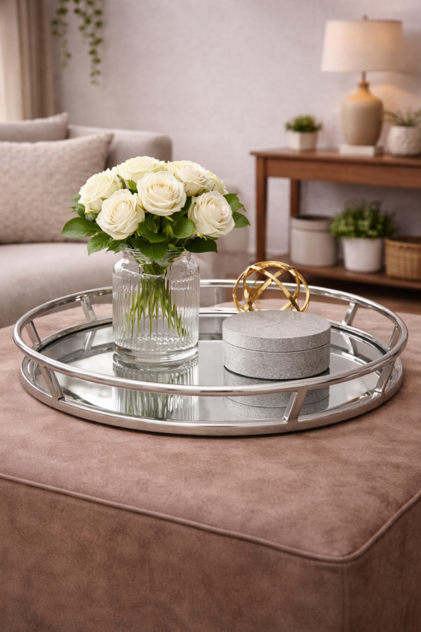 Elegant tray with white roses