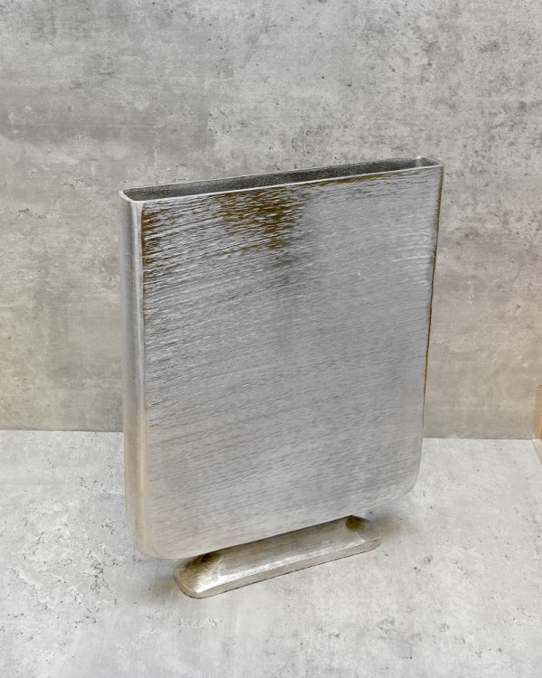 Etched Flat Vase - Pewter Finish 13"H