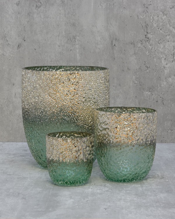 Textured Green Textured Green Metallic Lustre Glass 3"H