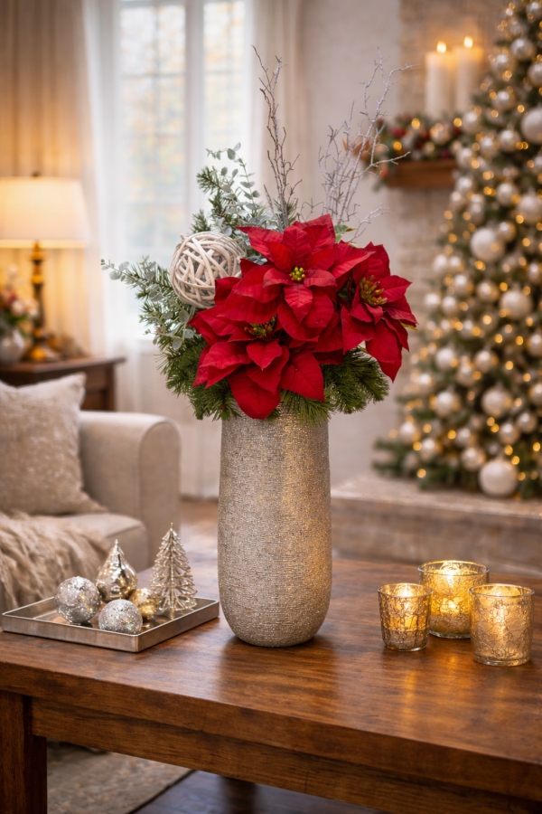 Festive poinsettias and holiday cheer