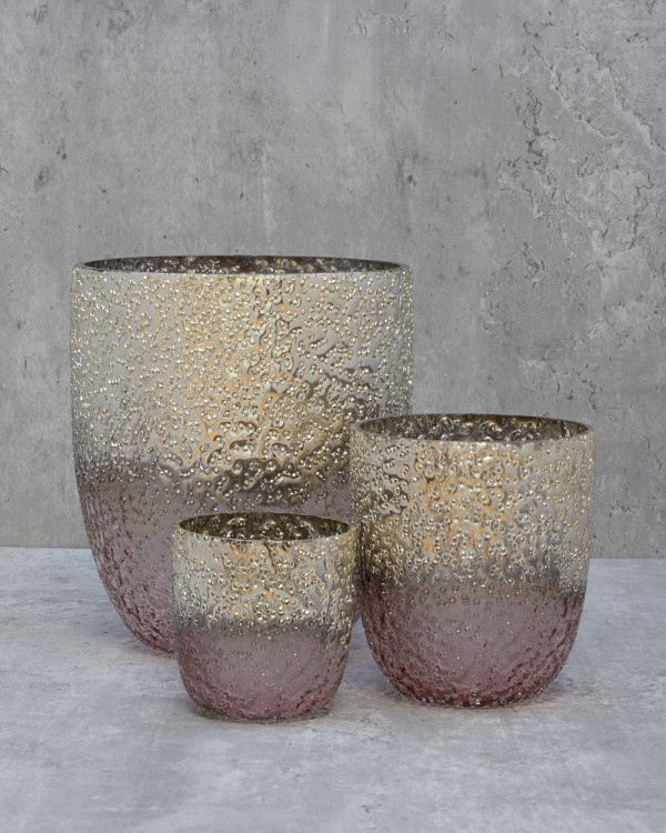 Textured Pink Metallic Lustre Glass 4.5"H